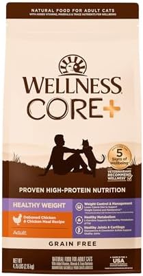Wellness CORE+ Adult Dry Cat Food, Natural, Wholesome Grains Kibble, Digestive Health Chicken and Rice Recipe, 5 lb Bag