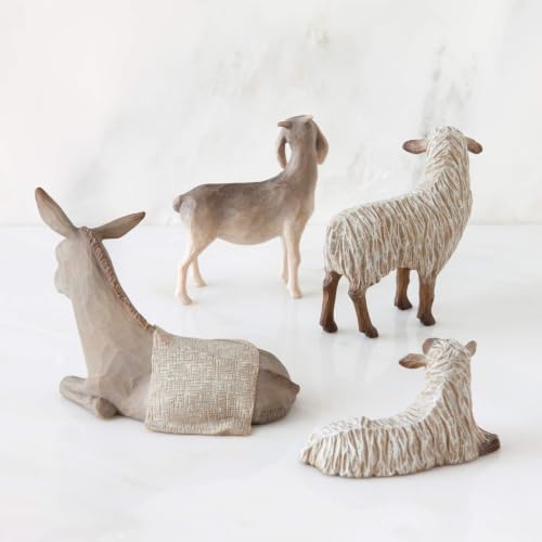 Willow Tree Sheltering Animals for the Holy Family, 4 Piece Nativity Set | Designed by Artist Susan Lordi, Build the Nativity Scene
