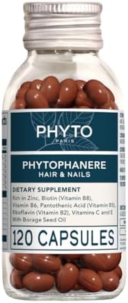 PHYTO Phytophanère Hair Growth Supplement for Women & Men - Biotin, Zinc & Vitamin B6 for Thicker, Stronger Hair & Nails - 120 Capsules, 2-Month Supply