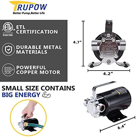 Water Transfer Pump, 115V 1/10HP 330GPH Electric Utility Water Pump with 6ft Water Hose Kit, Portable Small Water Pump For Pool Draining, Removing Water From Rain Barrel, Aquariums, etc.