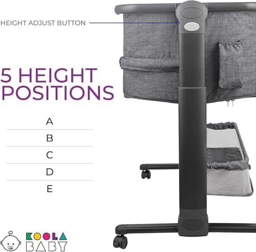 KoolerThings Baby Bassinet, Bedside Sleeper for Baby, Easy Folding Portable Crib with Storage Basket for Newborn, Bedside Bassinet