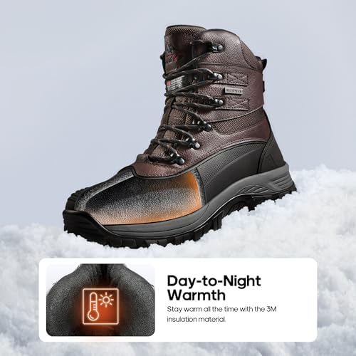 NORTIV 8 Men's Insulated Waterproof Winter Snow Boots | Sealed Build Keeps Feet Dry; Rubber Outsole Boosts Grip; Stable Fit Adds Support; Ideal for Hiking, Daily Wear BRIGADE