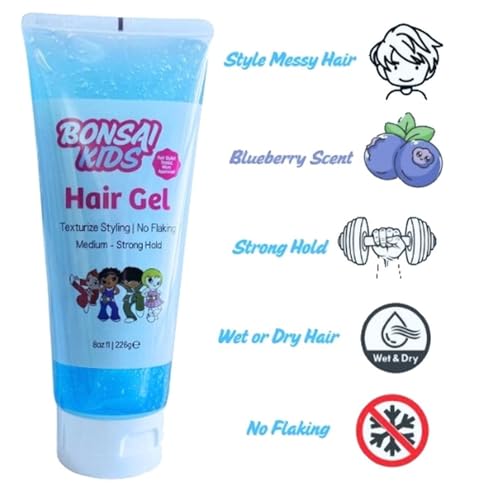 Bonsai Kids Hair Gel, 8 oz | Medium Strong Hold, No Flaking, Texturize Styling, All Hair Types, Hair Stylist Tested & Approved