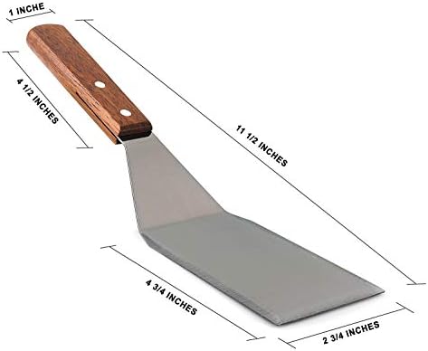 Homi styles Cookie/Brownie Spatula Small Metal Spatula With Merbau Wooden Handle | Heavy Duty Stainless Steel Flipper With Beveled Edges | Small