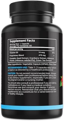 D-Mannose Capsules, 1400 Mg with Cranberry & Hibiscus Flower, 120 Ct | Fast Acting Formula, Supports Bladder & Urinary Tract Health - Extra Strength 60 Servings