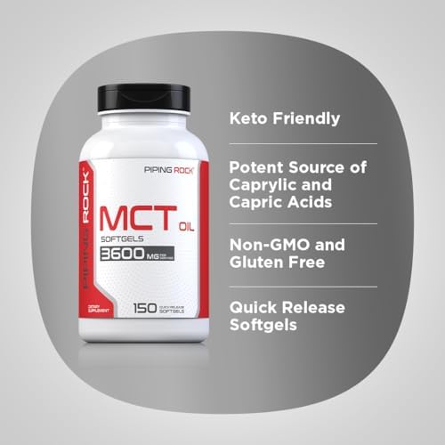 Piping Rock MCT Oil Softgel Capsules 3600mg | 150 Pills