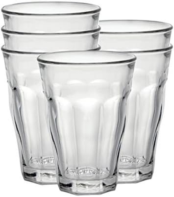 Duralex Made in France Prisme Marine Glass Tumbler Drinking Glasses, 8.75 ounce - Set of 6, Marine Blue