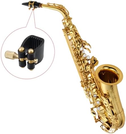 Soprano Saxophone Ligature Black Leather Ligature Fastener | Adjustable Screw, Sax Mouthpiece Ligature Fastener