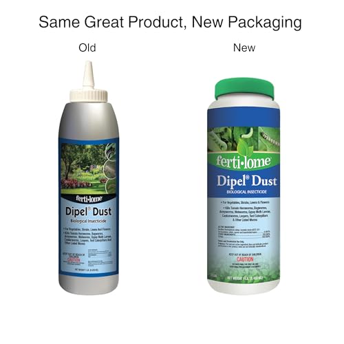 Fertilome (10859) Dipel Dust Biological Insecticide Bt, 4 lb | Bacillus thuringiensis (Bt) OMRI-eligible dust - Controls caterpillars & worms organically - Home gardeners