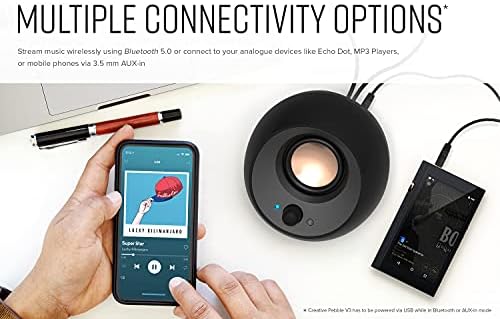 Creative Pebble V3, 2.0 USB-C Desktop Speakers, Bluetooth 5.0, Black