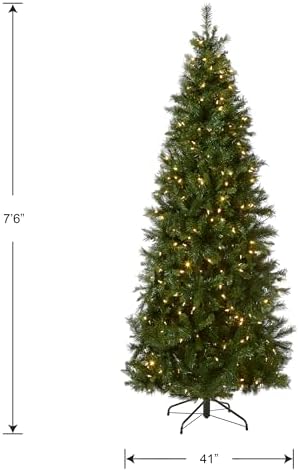 National Tree Company 7.5ft Pre-Lit Lehigh Valley Pine Slim Christmas Tree | 450 LED Lights, 1, 105 Tips, 10 Light Functions, Foot Pedal