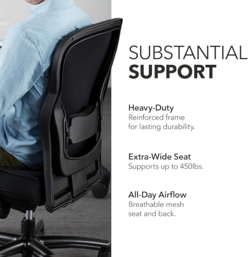 HON Wave Ergonomic Office Chair, Lumbar Support, Desk Chair, Black | High back ergonomic office desk chair with lumbar support, adjustable arms, office decor, advanced tilt for comfort