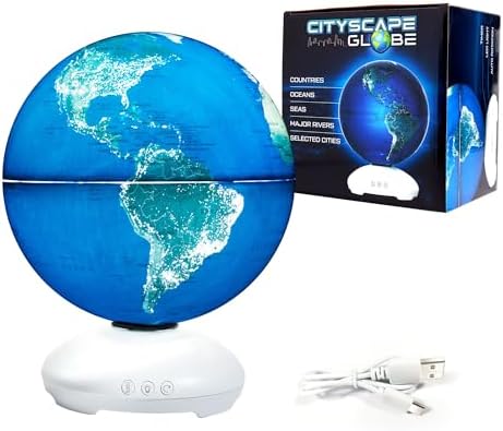 USA Toyz Illuminated World Globe with Stand - 3in1 STEM Globes for Adults and Kids, Constellation Map, Built-In LED Night Light Lamp, Easy to Read Texts, Non-Tip Base, 13.5 Inch Tall, 9 Inch Diameter