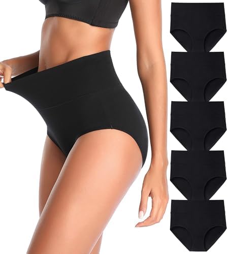 Women's High Waist Cotton Underwear Stretch Briefs Soft Comfy Ladies Panties MultiPack