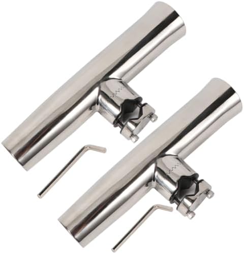 2PCS Stainless Tournament Style Clamp on Fishing Rod Holder for Rails, Rail Mount Rod Holder