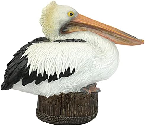 Design Toscano Coastal Decor Ocean's Perch Pelicans Garden Bird Statue, 9 Inch Wide, 24 Inch Tall, Cast Stone Resin, Full Color Finish