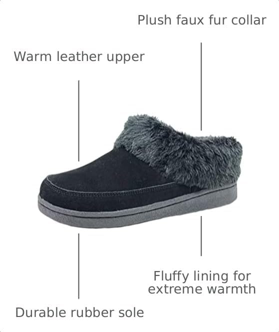 Clarks Womens Faux Fur Lined Clog Slippers Warm Cozy Indoor Outdoor Plush Slipper for Women