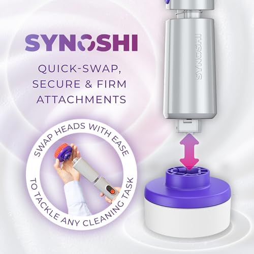 SYNOSHI PRO Electric Spin Scrubber Cordless Cleaning Bathroom Scrubber | Waterproof Shower Cleaning Brush with Adjustable Angles, 2 Speed