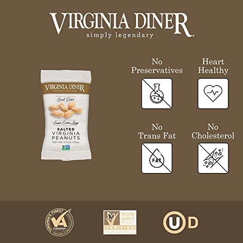 Virginia Diner Salted Virginia Peanuts - XL Gourmet Peanuts Non-GMO, Preservative Free Gifts from Virginia Since 1929-18 Oz Can