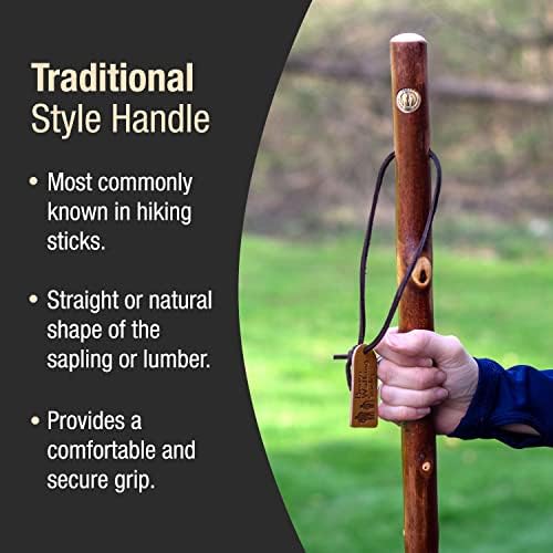 Brazos Rustic Wood Walking Stick, Maple, Traditional Style Handle, for Men & Women, Made in The USA, 55"