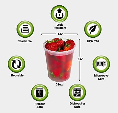 Deli Plastic Food Containers with Airtight Lids [50 Sets], Leakproof Slime Small Combo Pack [Reusable, Storage, Disposable, Meal Prep, Soup