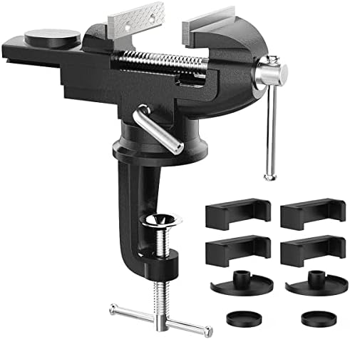 Housolution Universal Table Vise 3 Inch, 360°Swivel Base Bench Clamp