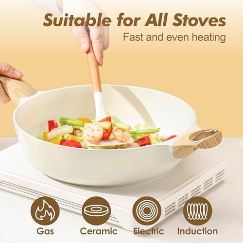 SENSARTE Ceramic Cookware Sets, Pots and Pans Set Non stick, Non toxic Healthy Induction Cookware, 26 Pcs Nonstick Kitchen Cooking Set, w/Frying Pans Set, Saucepans Set