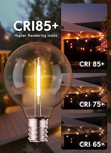 Brightown 25 Pack G40 LED Replacement Bulbs, E12 Base, 2200K, Warm White | Shatterproof Plastic LED Light Bulb, Waterproof, Dimmable, 1.5" Edison Light Bulbs for Indoor Outdoor Patio Backyard Decor
