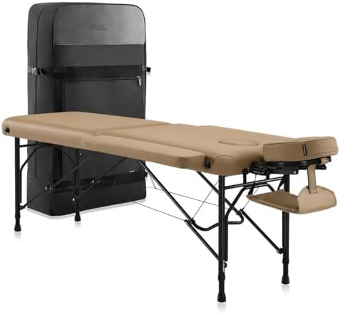 Portable Aluminum Massage Table, Foldable Travel Bed, 70 x 21, Black | Aluminum Frame · 3" Memory Foam · 450 lb Working Capacity · Foldable · Massage, Spa & Mobile Therapy