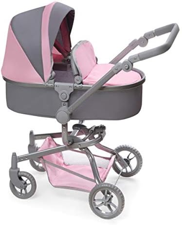 Badger Basket Foldable Doll Stroller & Pram with Canopy - Gray/Pink