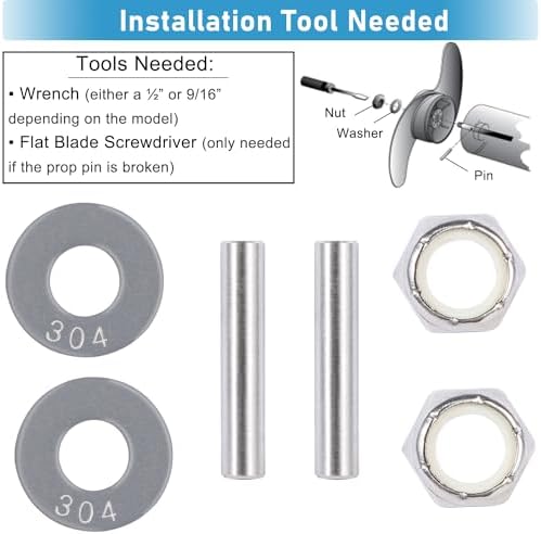 Prop Nut Kit E MKP-34 For Minn Kota Shear Pin Compatible with Minn Kota Trolling Motor MKP-33 Weedless Wedge 2 Props Including Prop Nuts & Washers