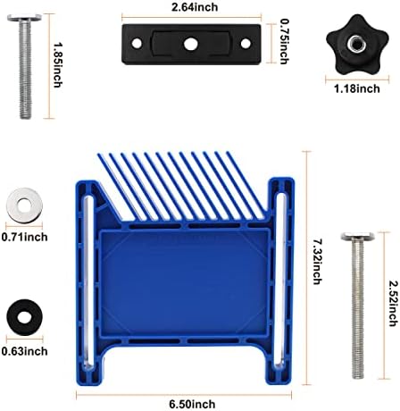 PRS3020 Featherboard for Table Saw, Router Table, Bandsaw, Replace for Kreg Compatible with Standard 3/8" x 3/4" T-slot and Miter Slot, Blue