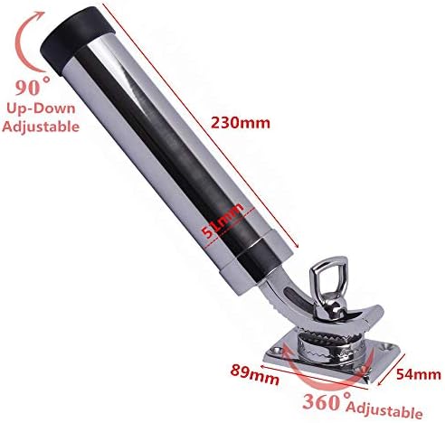 Deck Mount Fishing Rod Holder, Marine Grade Stainless Steel Adjustable Fishing Rod Holders, Support for Marine Boat Yacht