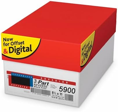 Superior 8.5 x 11 Carbonless Paper, 3 Part Reverse (Pink/Canary/Bright White), 1340 Sets (4000 Sheet) I 8 Reams