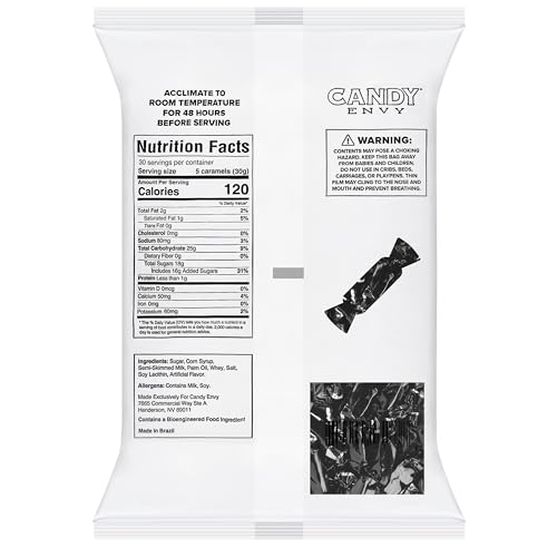 Candy Envy - Individually Wrapped Caramels - Black Wrapper - 2 Pound Bulk Black Candy