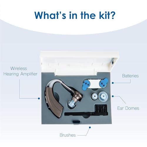 Britzgo BHA-220D Silver Hearing Amplifier, Modern and Fashion Designed Adjustable Tube to Fit Both Ears, Silver/Gray