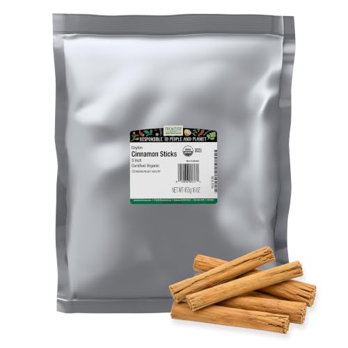 Frontier Co-op Organic Ceylon Cinnamon Sticks 3" 1lb - Bulk Cinnamon Sticks for Crafts, Drinks, Holiday Recipes, Cinnamon Powder and More