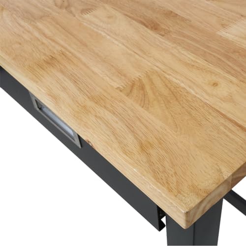 Work Bench, Workbench with Drawer Storage, Heavy Duty Bamboo Wood Work Table with Wheels for Garage Home Office (48 Inch)