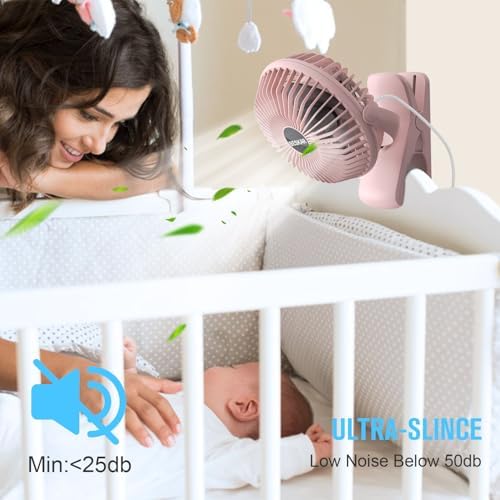 BESKAR USB Clip on Fan, Portable Small Desk Fan with Cord Powered