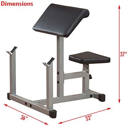 Body-Solid Preacher Curl Bench with Adjustable Seat and Extra Wide Base