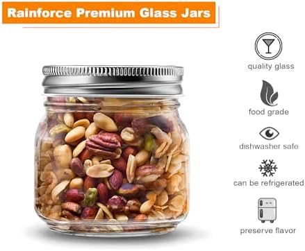 Rainforce Mason Jars 8 oz 30 Pack Small Glass Caning Jars with Silver Lids