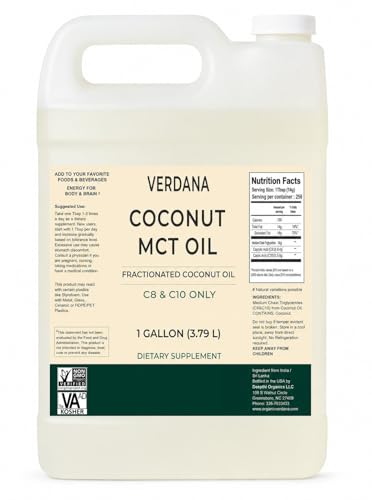 Verdana MCT Oil, Fractionated, 100% from Coconut - 1 Gallon - Kosher Food Grade, Vegan, Non-GMO - Great for Keto and Paleo Diet (128 Fl Oz)