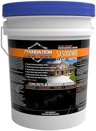 Armor SX5000 WB Natural-Look Penetrating Water-Based Silane Siloxane Concrete Sealer for Concrete, Brick, Pavers, and Natural Stone - 5 Gallon