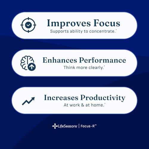 LifeSeasons Focus-R Concentration Support – Memory, Focus & Mental Clarity Supplement with Bacopa, Rhodiola