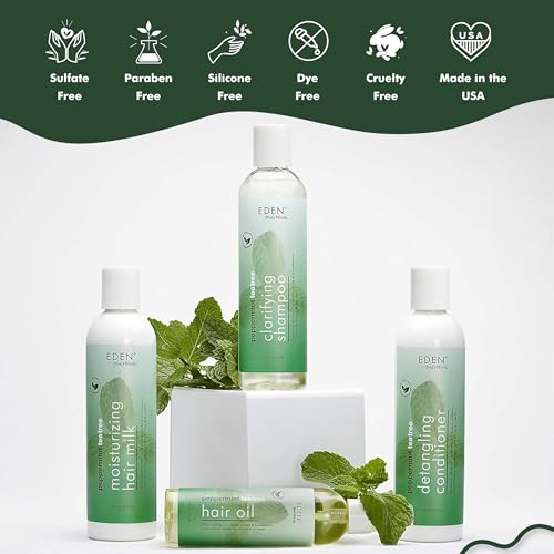 EDEN BodyWorks Peppermint Tea Tree Hair Oil | Scalp & Curl Oil | 4oz | Dry Hair & Scalp Treatment for Curly Hair | Eliminates Dandruff & Boosts Shine