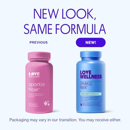 Love Wellness Sparkle Fiber| Fiber Supplement with Digestive Enzymes| 90 Ct
