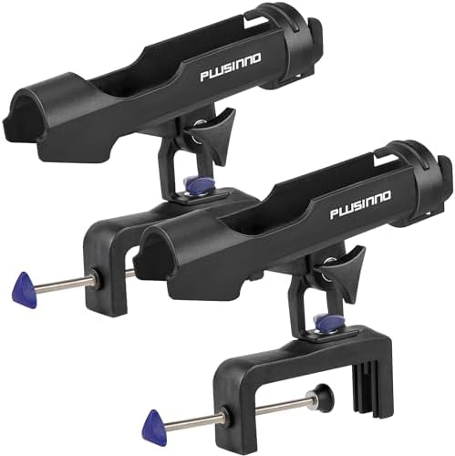PLUSINNO Rod Holders for Fishing Boat Adjustable Pole Rod Holder | Universal Fit Most Fishing Rod, with Rod Protective Strap, Large Clamp Opening 360°, Horizontal Vertical Compatible