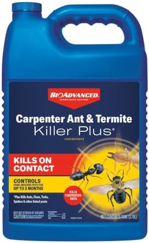 BioAdvanced Carpenter Ant & Termite Killer Plus Spray - 1 Gal Bottle | Ready-to-Use - Kills Carpenter Bees - Indoor & Outdoor Insect Control - Sprayer Included