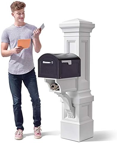 Step2 Atherton Grand Mail Post, Mailbox Not Included, Weather Resistant, Large Outdoor Mail Post, Made of Durable Plastic, Easy Install, Onyx Black