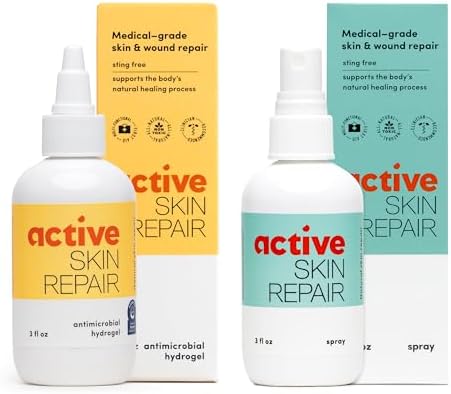 Active Skin Repair First Aid Spray with Medical Grade Hypochlorous, 3 oz | Natural and non-toxic, hypochlorous acid, no-sting formula, minor cuts, wounds, scrapes, rashes, sunburns, travel size
